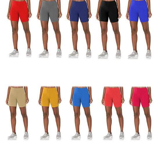 5-Pack: Women's Solid Slim Fit Comfy Stretchy Elastic Waistband Biker Shorts DailySale