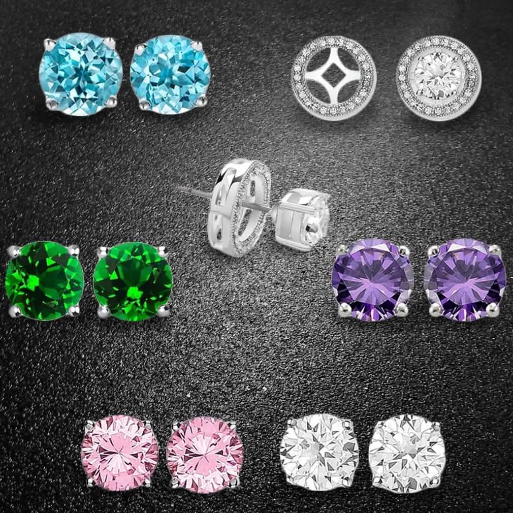 5-Pair: Swarovski Crystal Interchangeable Halo Stud Earrings DailySale