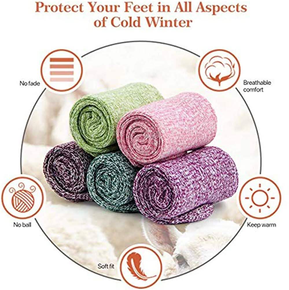 5-Pair: Women's Winter Socks Gift Box Free Size Thick Wool Soft Warm Casual Socks DailySale