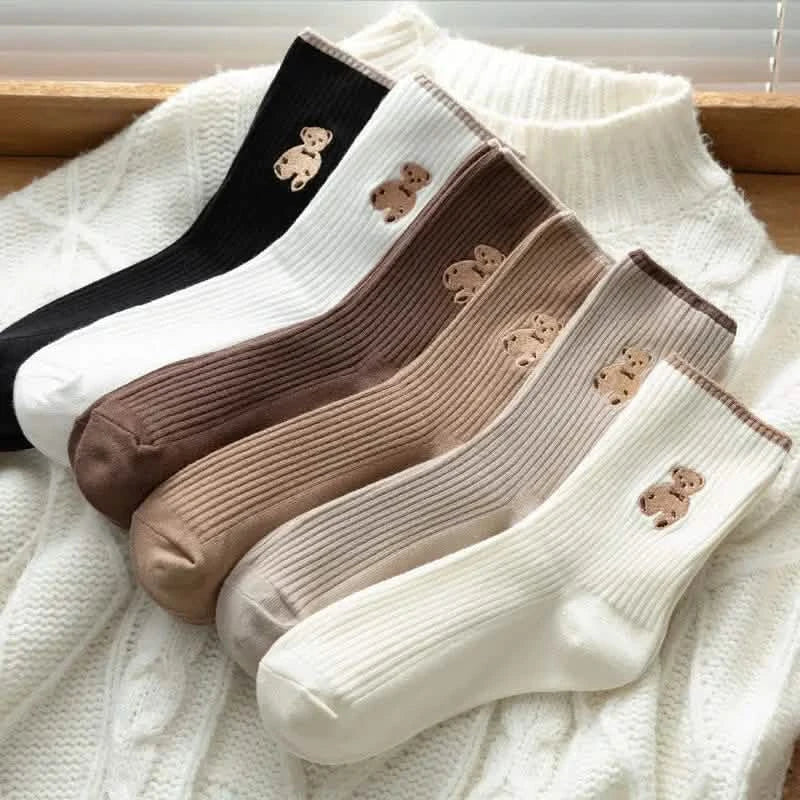 5-Pairs: Bear Embroidery Low Cut Ankle Socks DailySale