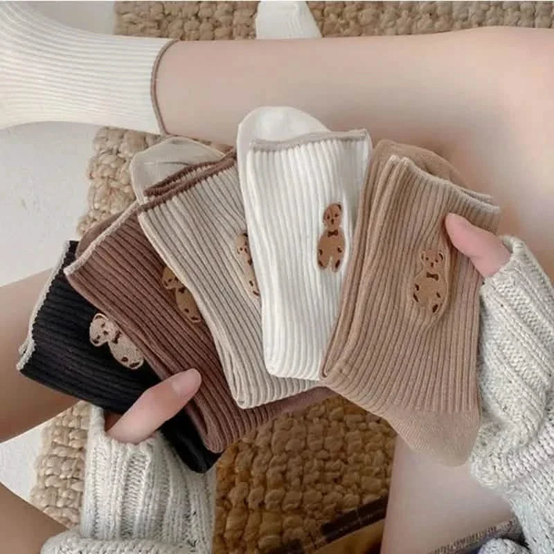 5-Pairs: Bear Embroidery Low Cut Ankle Socks DailySale