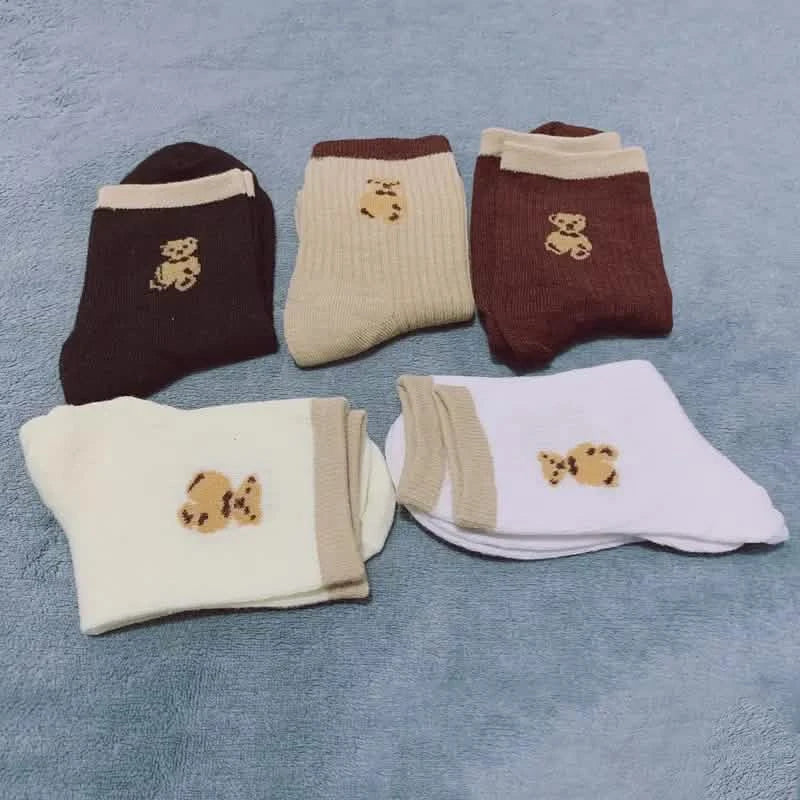 5-Pairs: Bear Embroidery Low Cut Ankle Socks DailySale