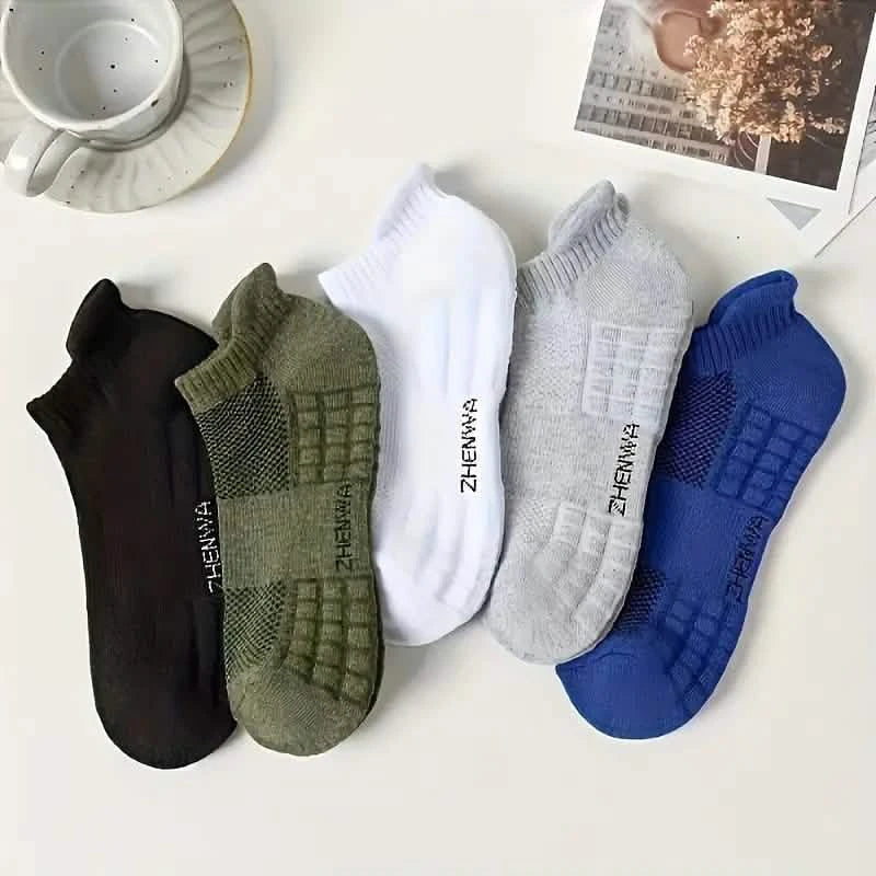 5-Pairs: Casual Ankle Boat Socks With Towel Bottom DailySale