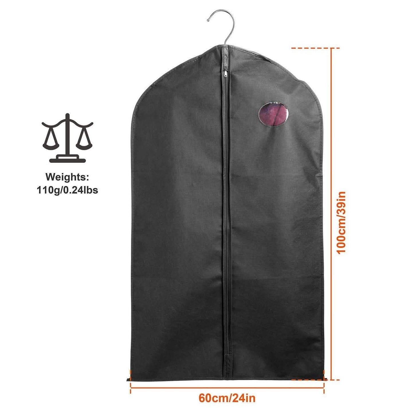 5-Piece: 39" Garment Bags Hanging Suit Bags Covers DailySale