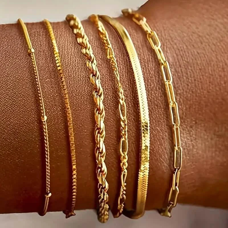 5-Piece: Elegant Multi-Layered Chain Bracelet Set DailySale