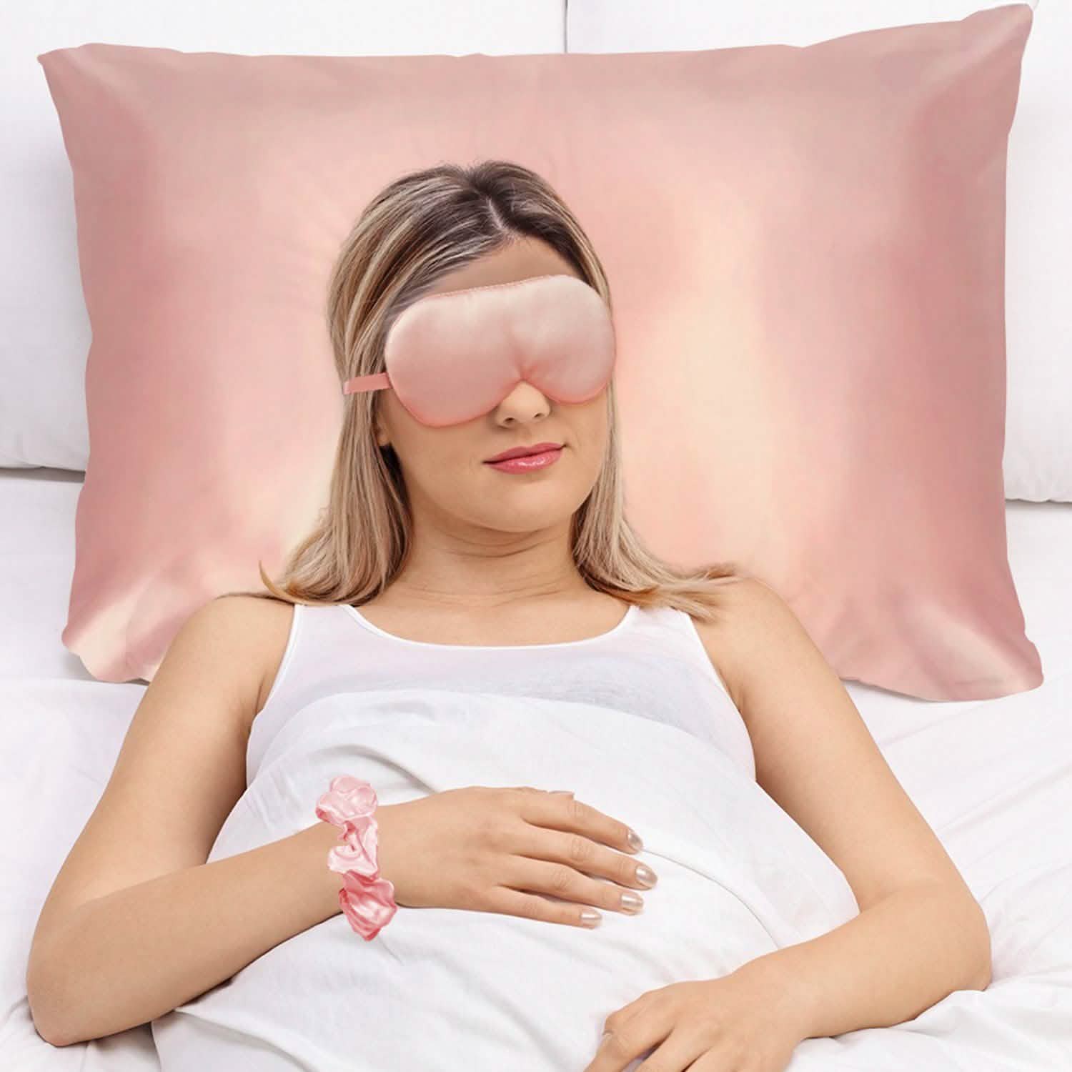 5-Piece: Silky Satin Cozy Comfortable Blush Sleep Set For Peaceful Sleep And Healthy Skin DailySale