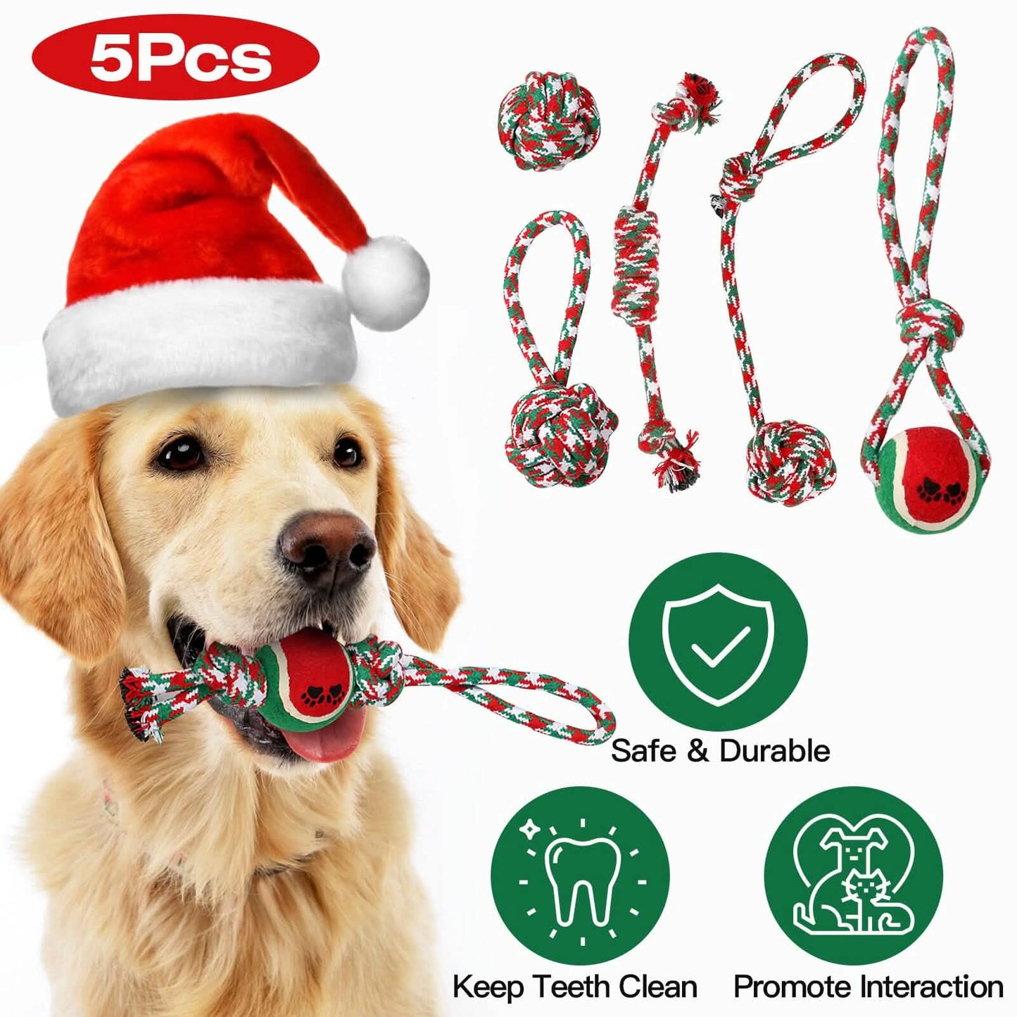 5-Pieces: Christmas Dog Rope Chew Toys DailySale