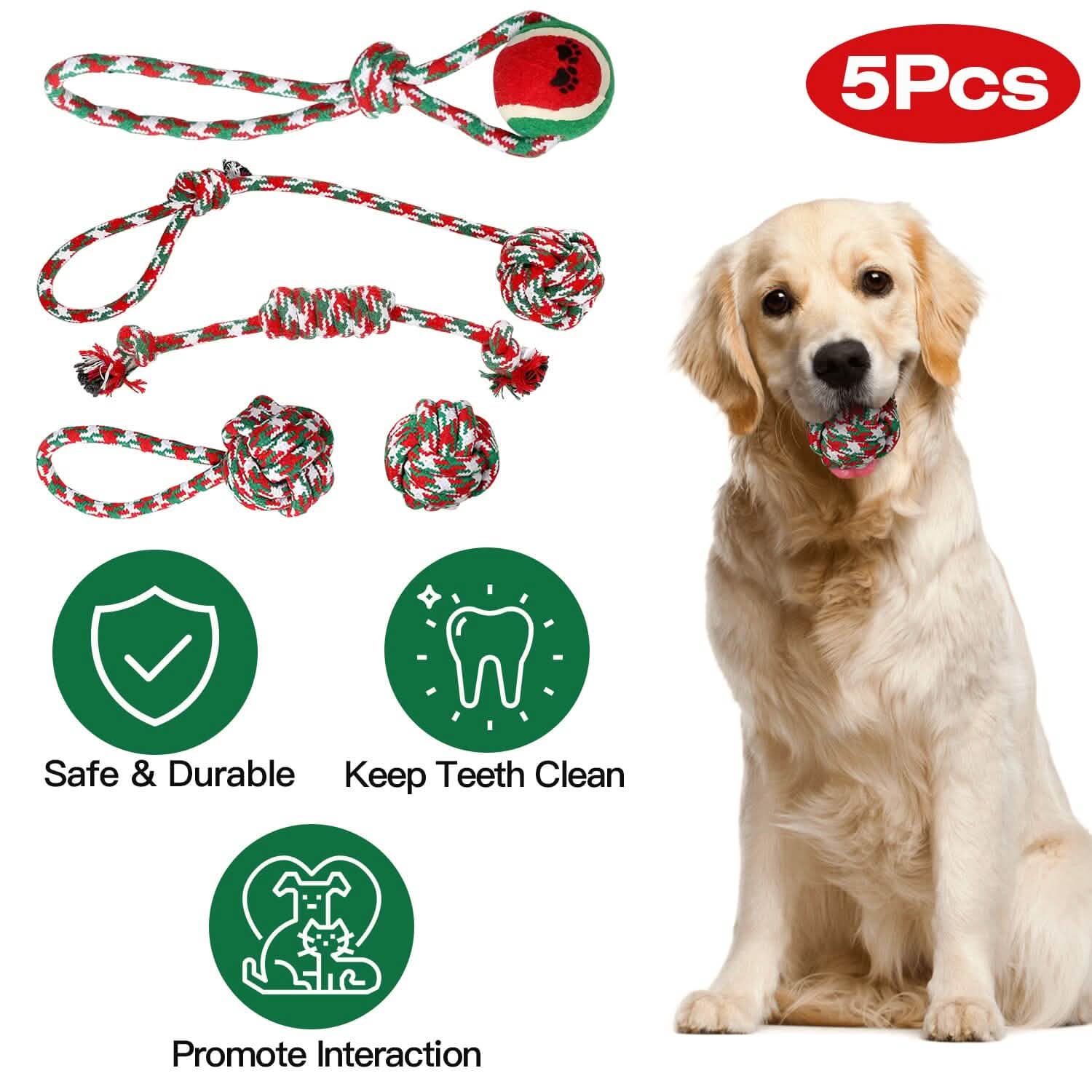 5-Pieces: Christmas Dog Rope Chew Toys DailySale