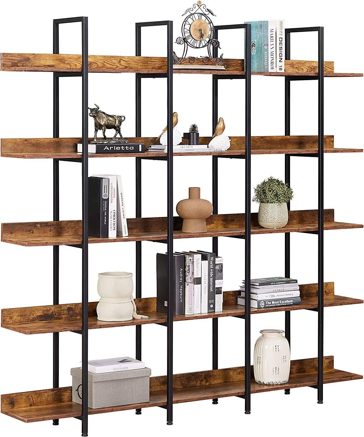5-Tier Bookcase Tall Bookshelf, Storage Shelf with Metal Frame DailySale