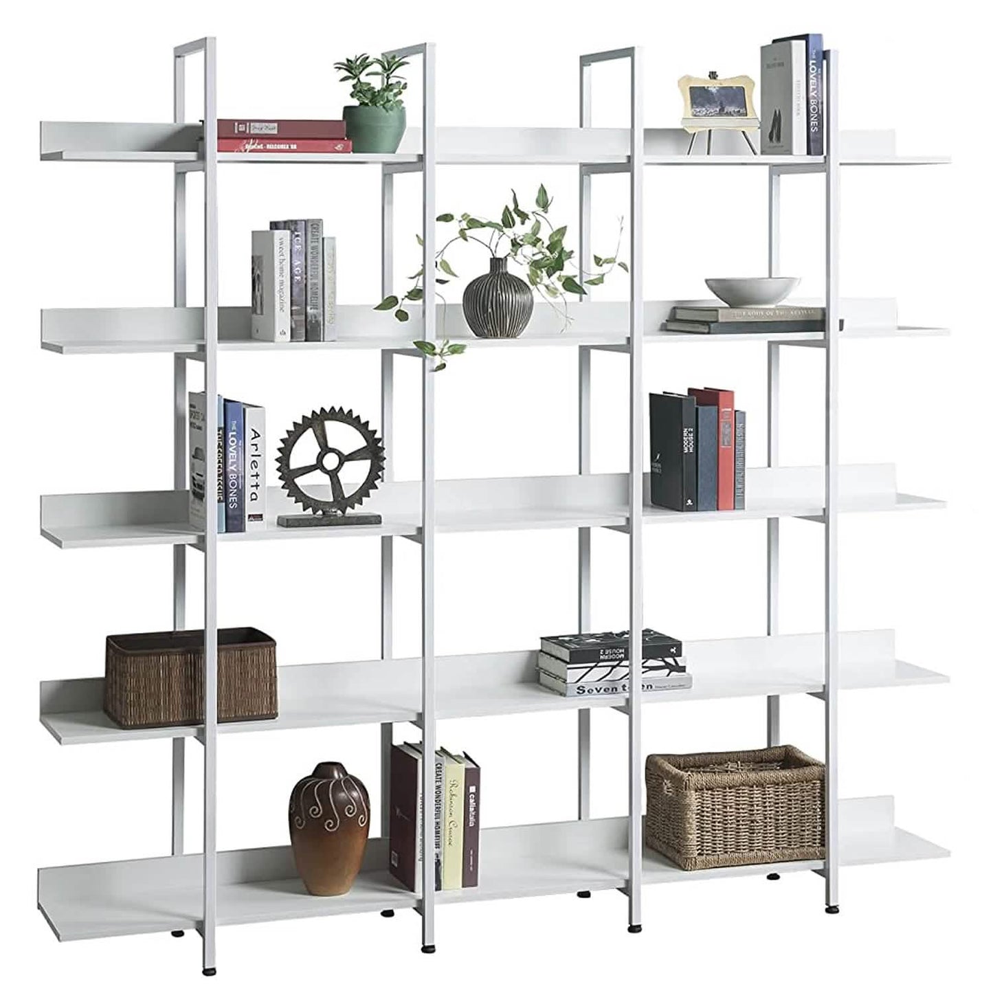 5-Tier Bookcase Tall Bookshelf, Storage Shelf with Metal Frame DailySale