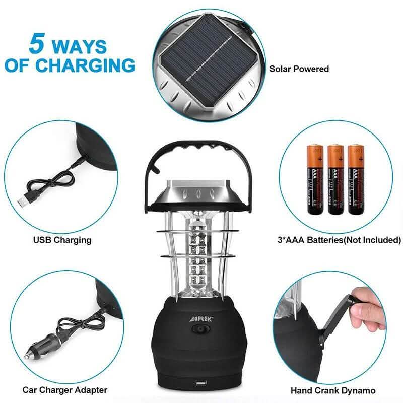 5 Way Charging 36 LED Solar Lantern Camping Light DailySale