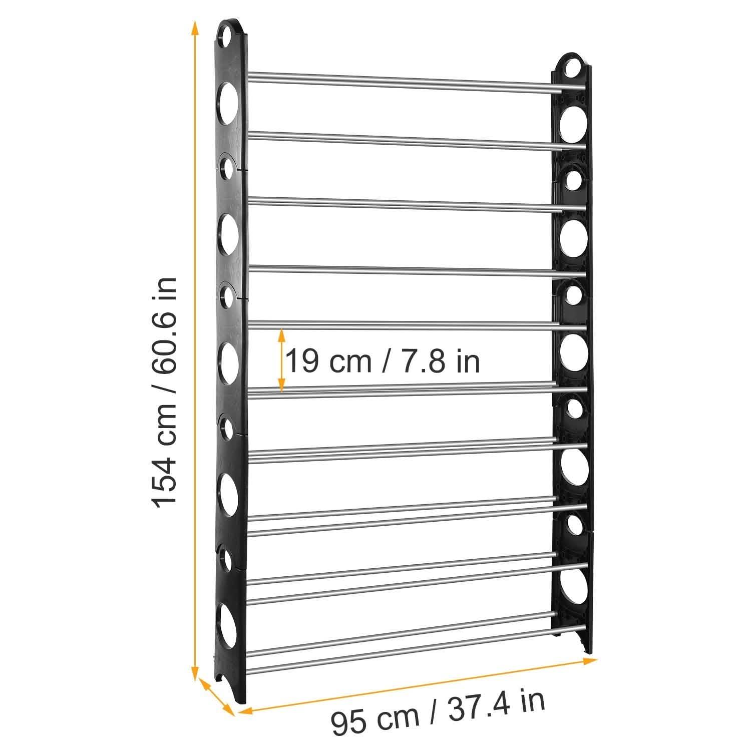 50-Pair Shoe Rack Storage Organizer 10-Tier Portable Wardrobe Tower DailySale
