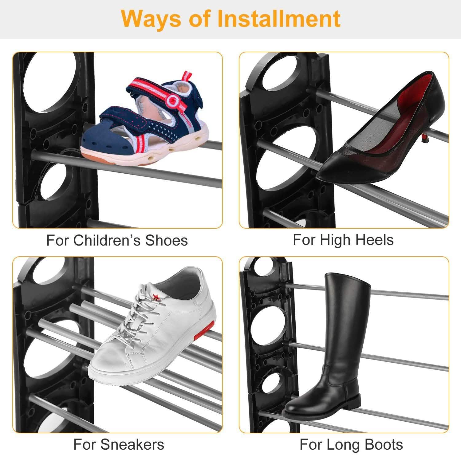 50-Pair Shoe Rack Storage Organizer 10-Tier Portable Wardrobe Tower DailySale