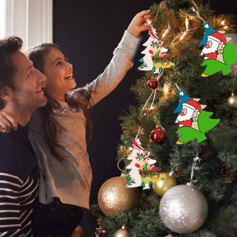 50-Pieces: Wooden Mini Christmas Tree Small Pendant DailySale