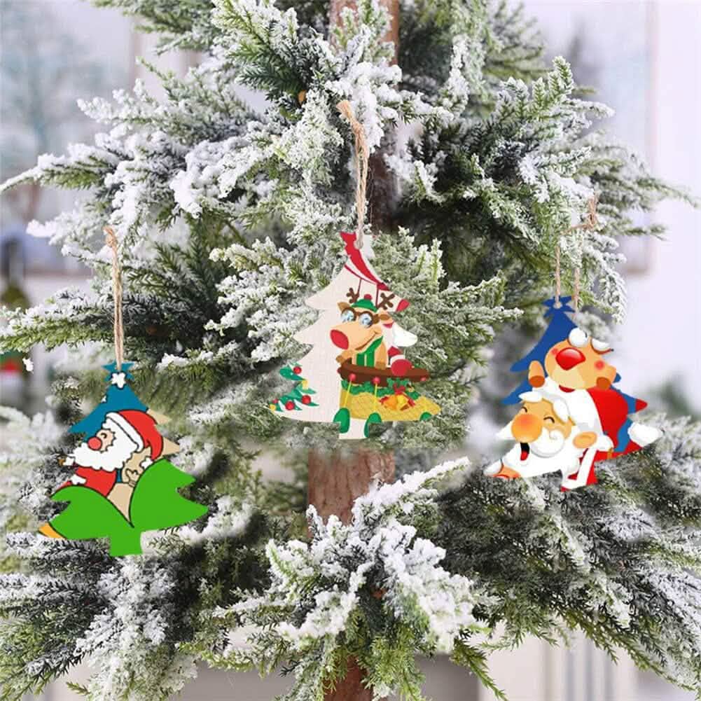50-Pieces: Wooden Mini Christmas Tree Small Pendant DailySale