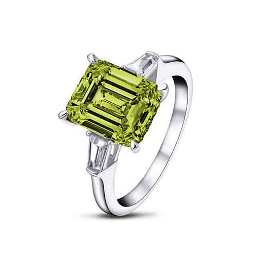 5.00 CTTW Peridot Gemstone Emerald Cut Ring DailySale