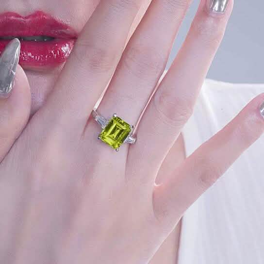 5.00 CTTW Peridot Gemstone Emerald Cut Ring DailySale