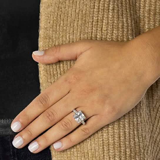 5.00 CTTW Square Brilliant Cut Tri Stone Engagement Ring DailySale
