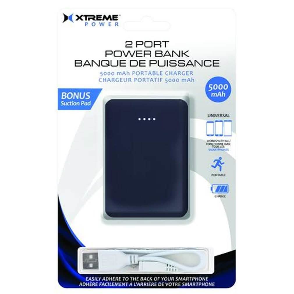 5000mAh 2 Port Black Power Bank DailySale