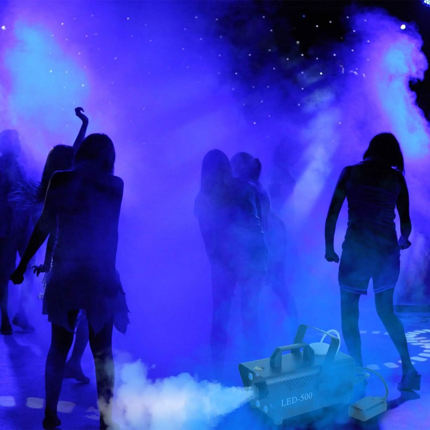 500W Fog Machine 2000CFM Colorful Smoke Machine with 8-Pieces LEDs 5 Lighting Effects 3-Level Brightness DailySale