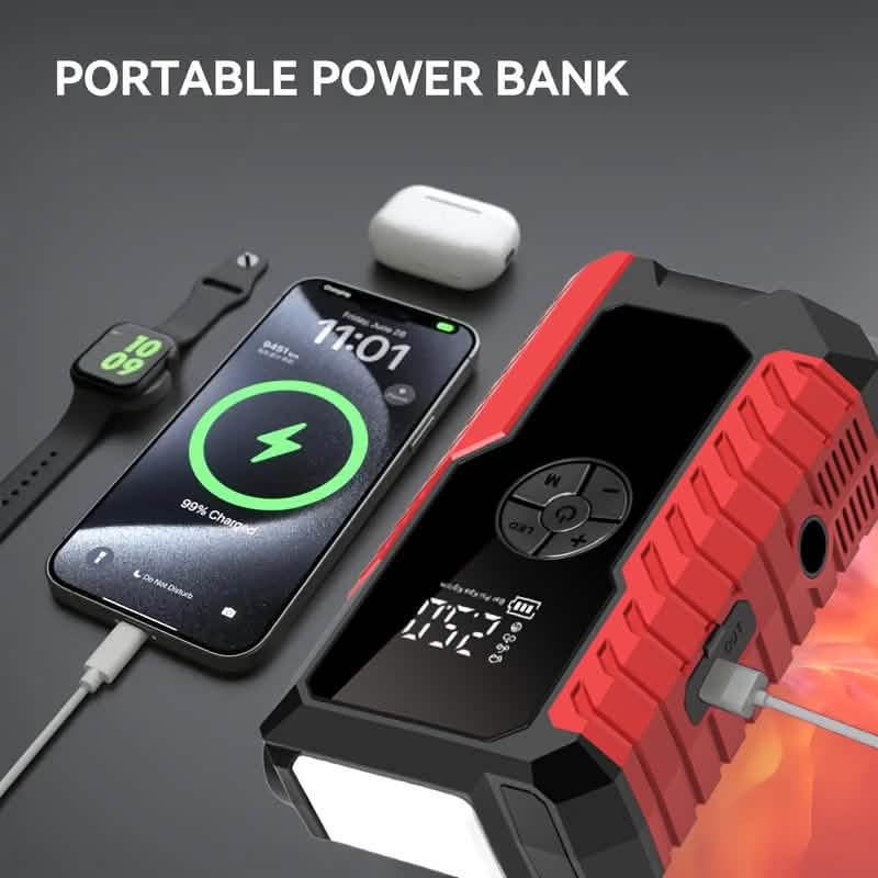 Portable 12V Car Jump Starter, Battery Charger, Air Pump (LED Display) DailySale