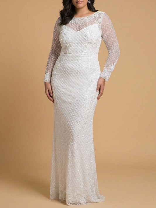 High Neck, Long Sleeve Beaded Wedding Gown | Lara 51004 Lara New York