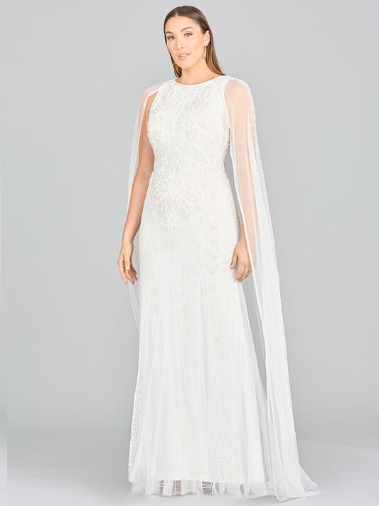 Lara Eve Beaded Cape Sleeve Wedding Dress Lara New York