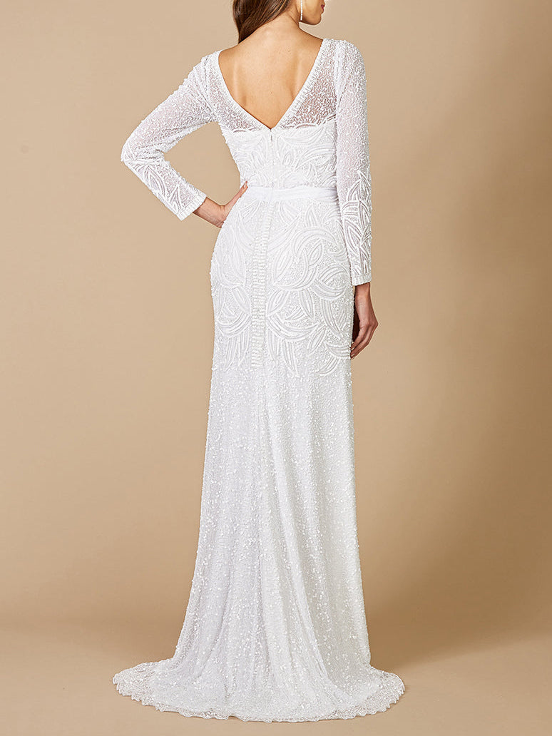 Lara Grant Long Sleeve Beaded Wedding Dress Lara New York