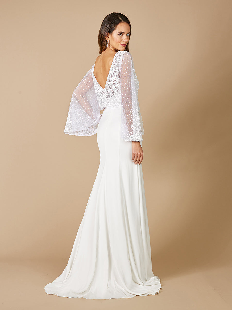 Lara Grace Beaded Long Sleeve Bridal Capelet Top Lara New York