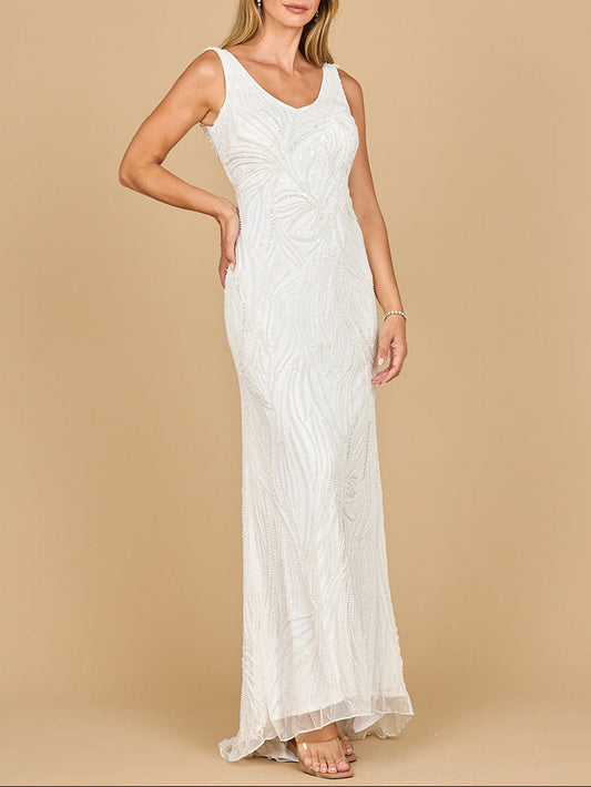 Lara 51200- Beaded Draped Cowl Back Wedding Gown Lara New York
