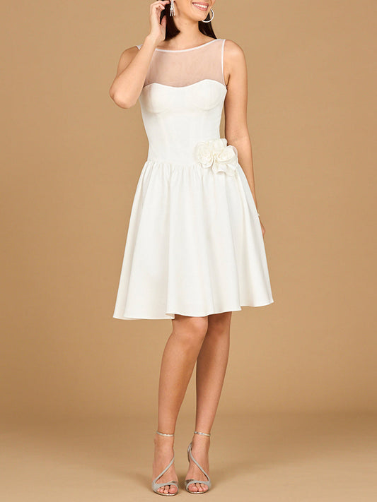 Illusion Neck Bridal Midi Dress Lara New York
