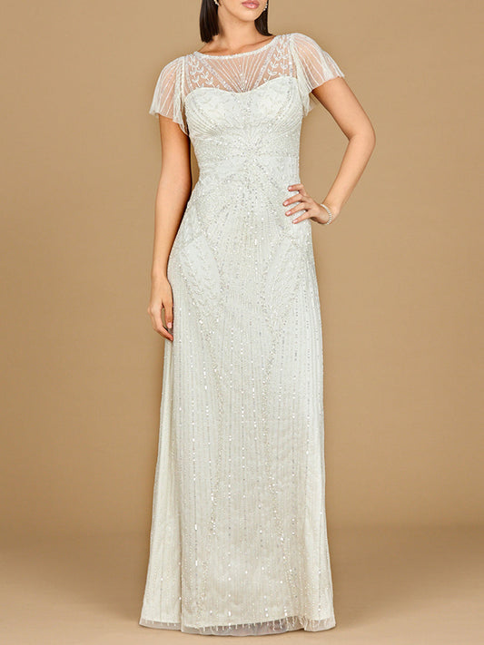 Beaded Flutter Sleeve Wedding Gown | Lara 51219 Lara New York