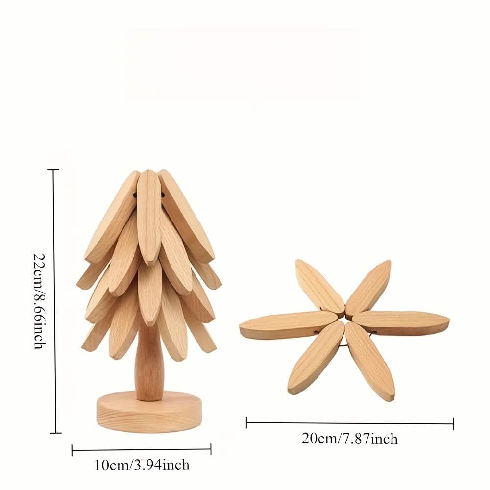 Solid Wood Heat-Resistant Table Mats – Tree-Shaped Coasters Set DailySale