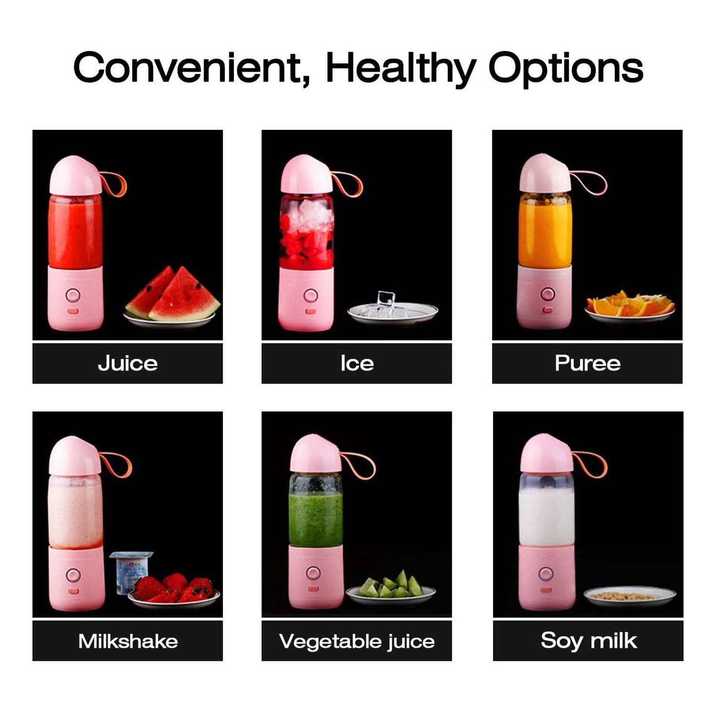 550ML USB Portable Mixer Rechargeable Juicer Fruit Blender Juicer Shaker Bottle DailySale