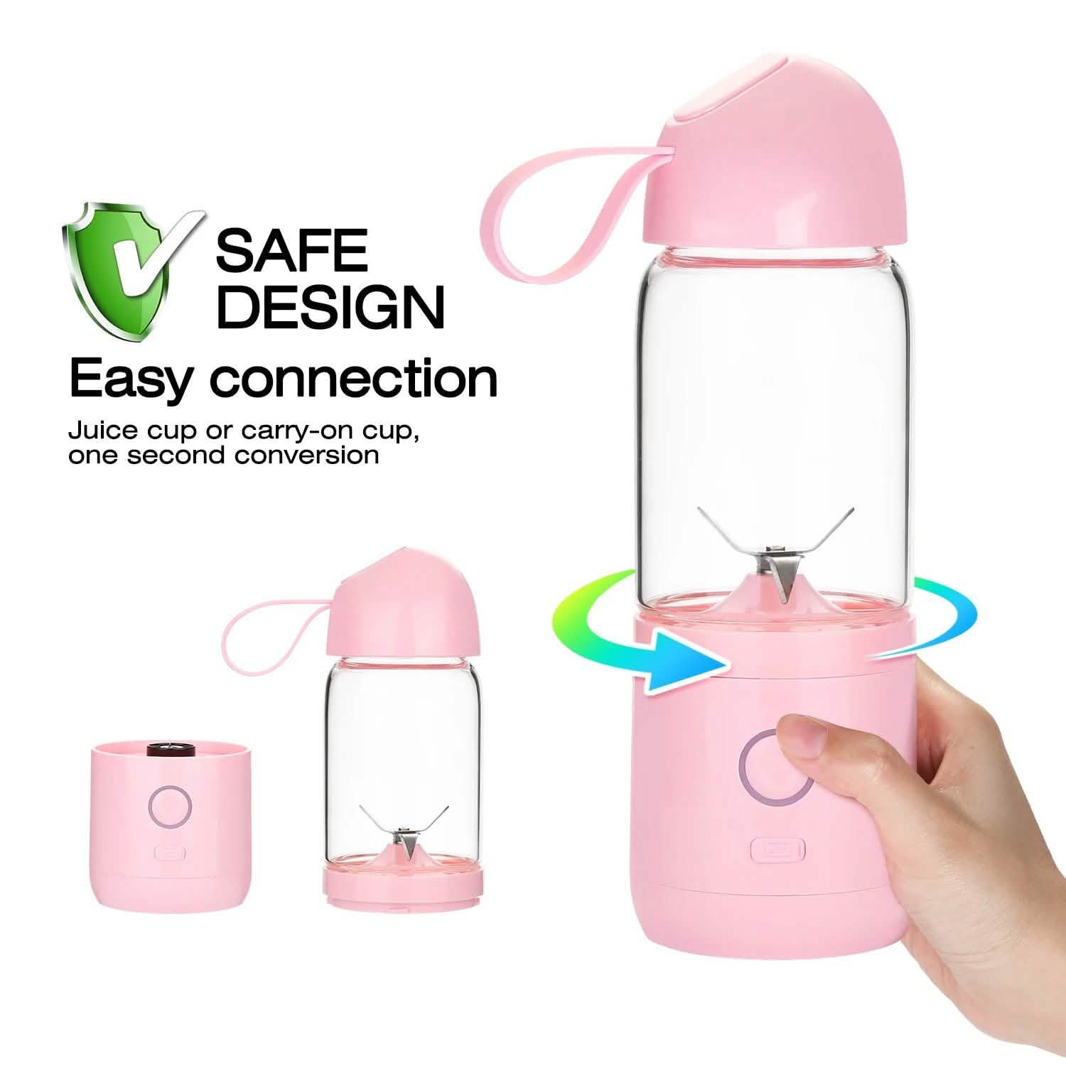 550ML USB Portable Mixer Rechargeable Juicer Fruit Blender Juicer Shaker Bottle DailySale