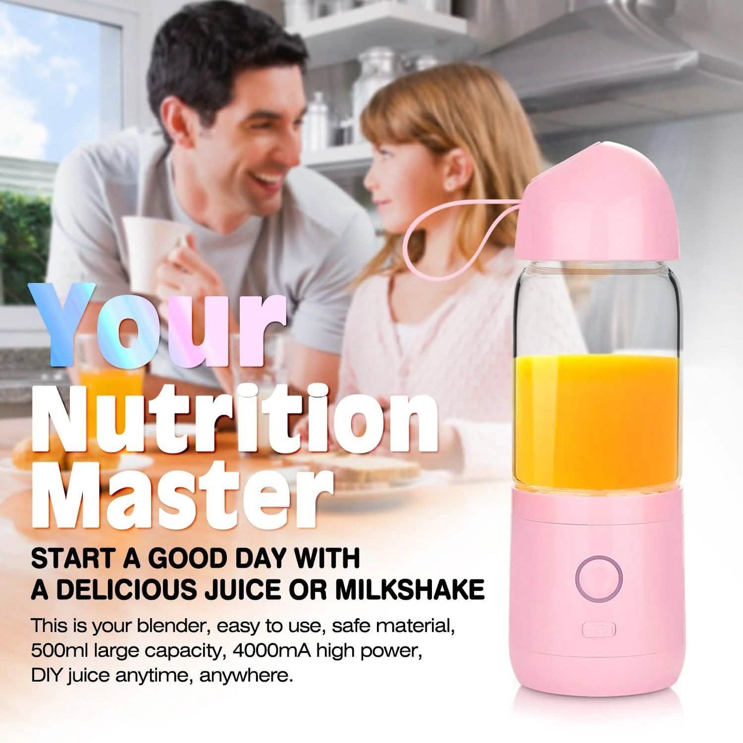 550ML USB Portable Mixer Rechargeable Juicer Fruit Blender Juicer Shaker Bottle DailySale