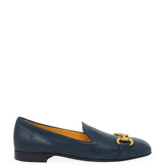 Teal Leather Square Toe Loafer Madison Maison