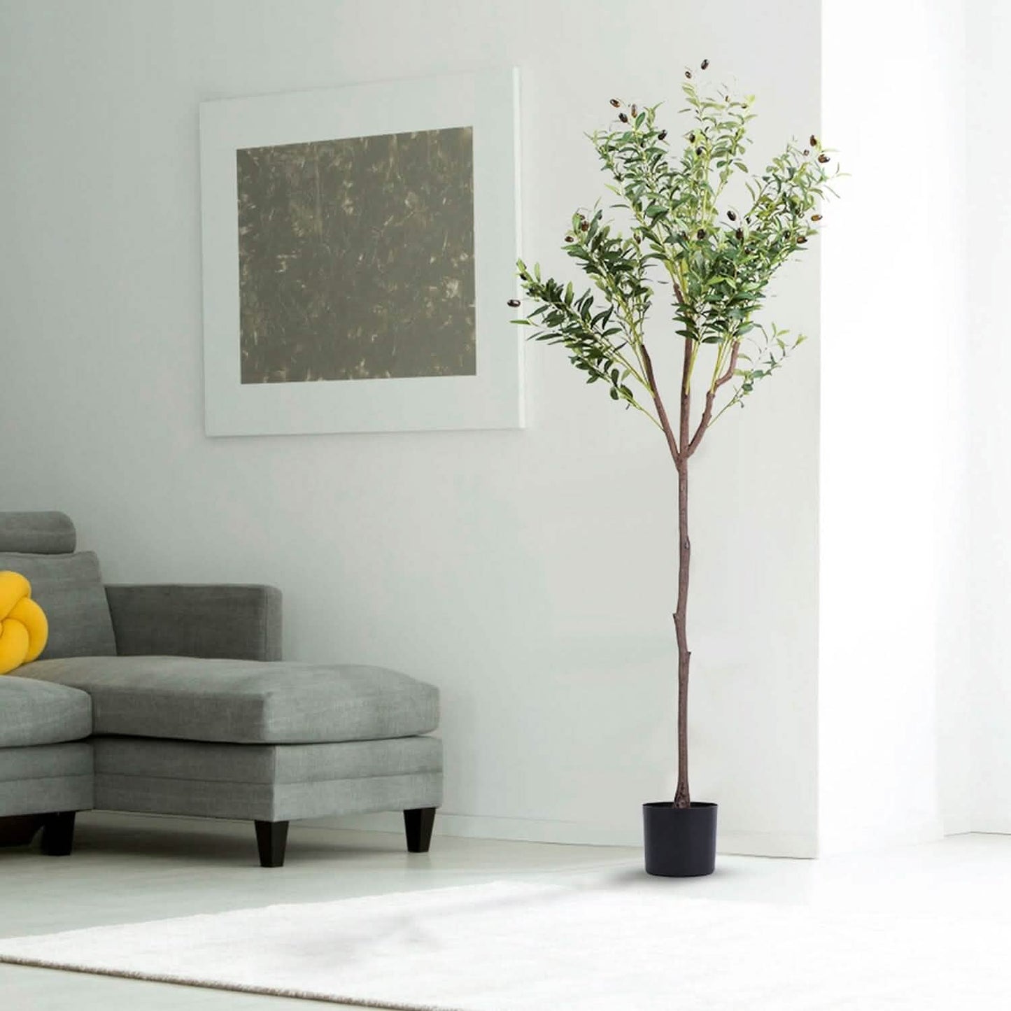 5.9ft Artificial Olive Tree with Lush Olive Branches and Fruits with Black Planter Pot DailySale