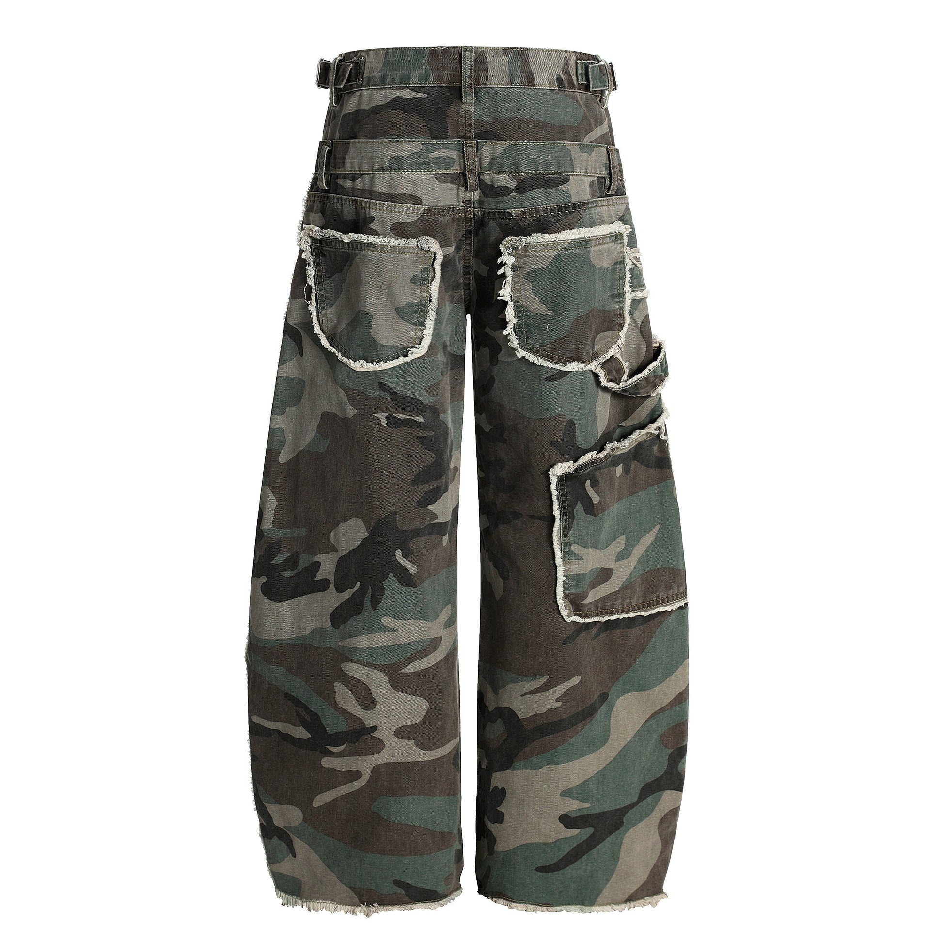 Phantom Camo | Layered Waist Baggy Cargo Pants - Luxuryurbanwear