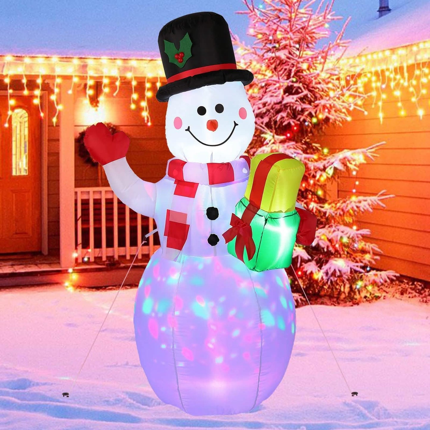 5FT Snowman Inflatable Outdoor Decoration Rotating LED Lights DailySale