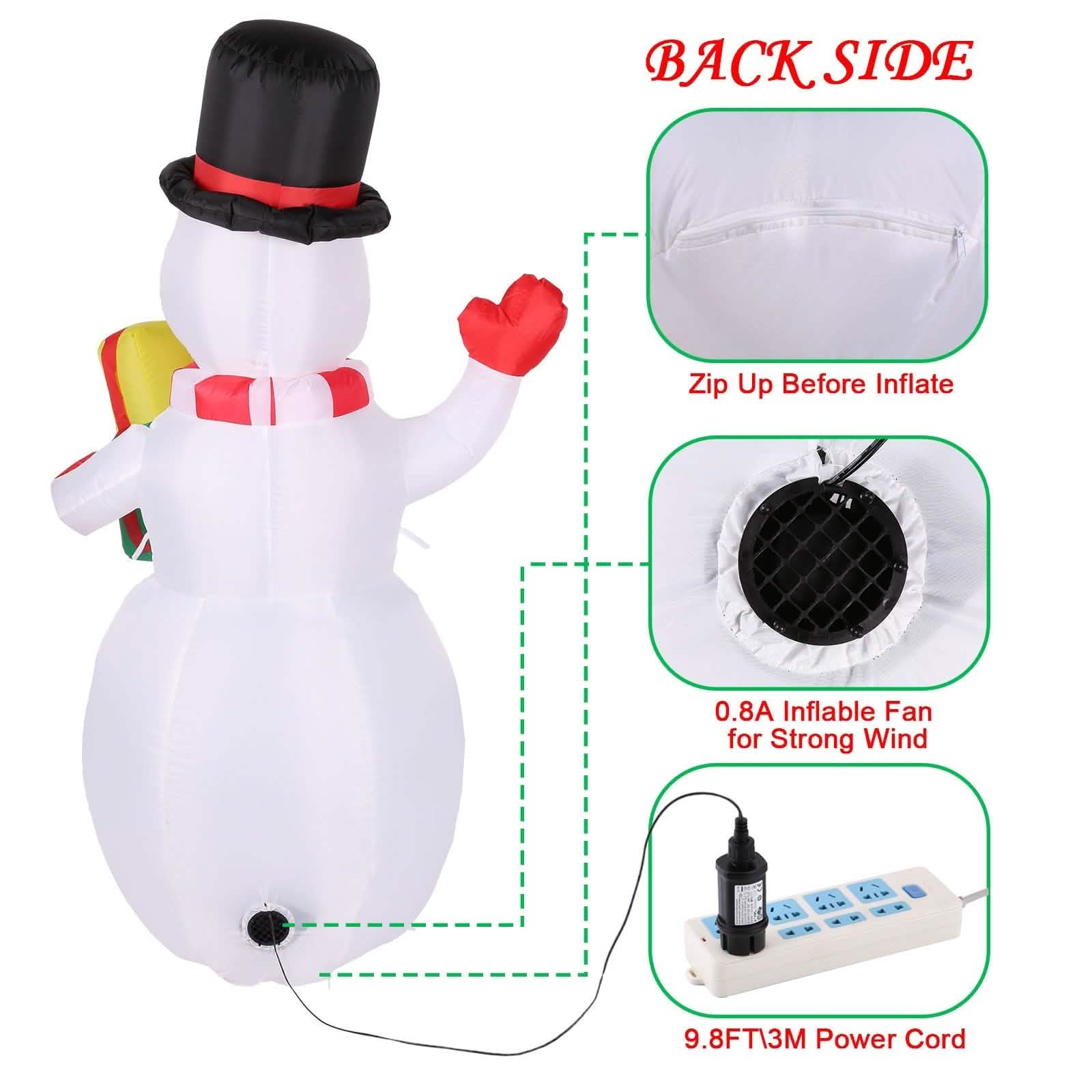 5FT Snowman Inflatable Outdoor Decoration Rotating LED Lights DailySale