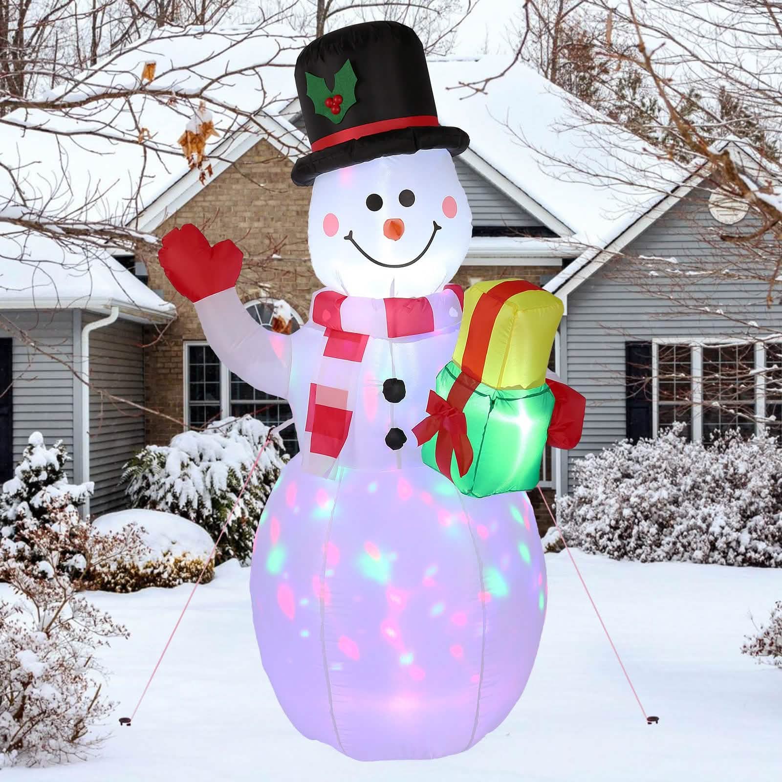 5FT Snowman Inflatable Outdoor Decoration Rotating LED Lights DailySale