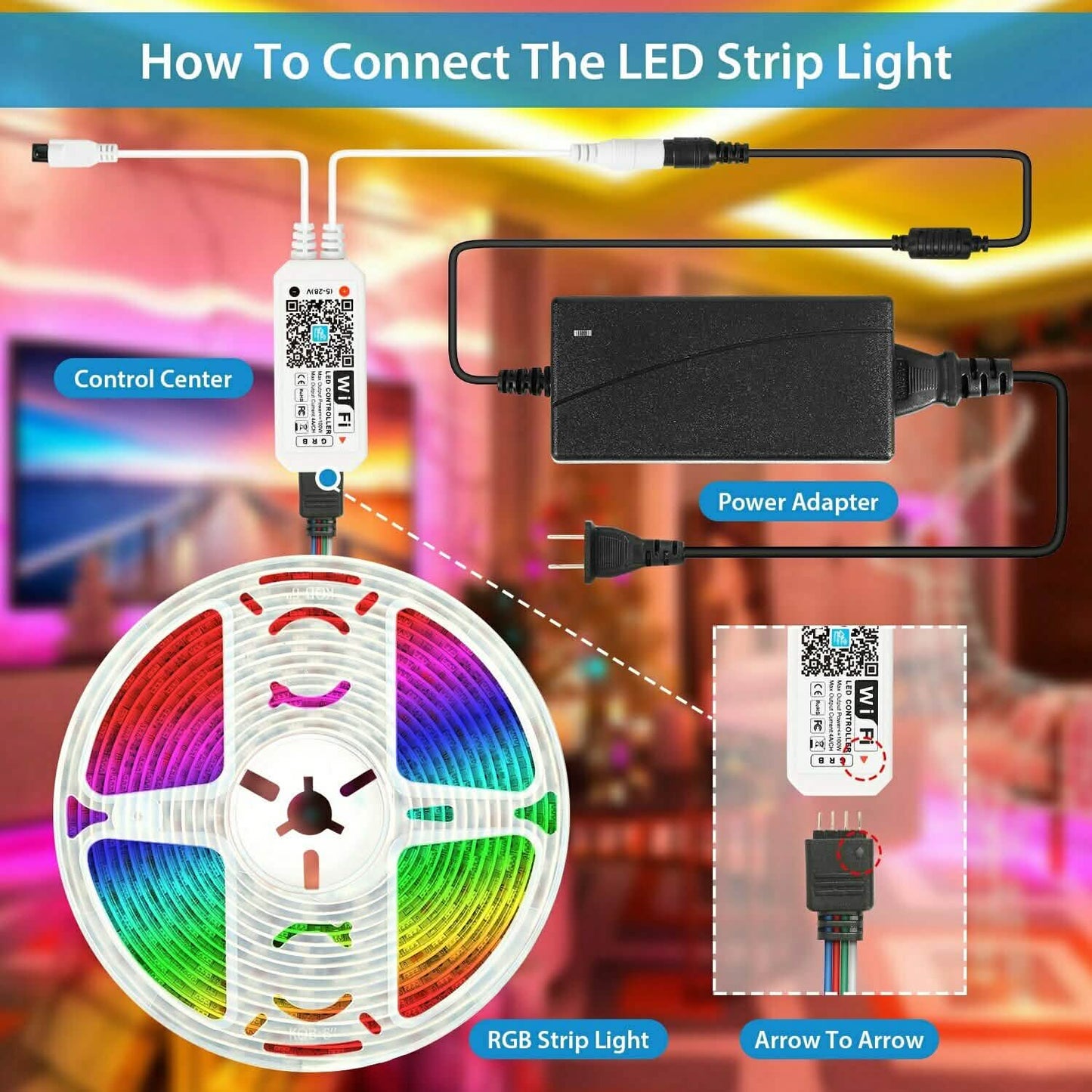 5M LED Strip Light 5050 SMD RGB Waterproof Smart WIFI IR APP Controller DailySale