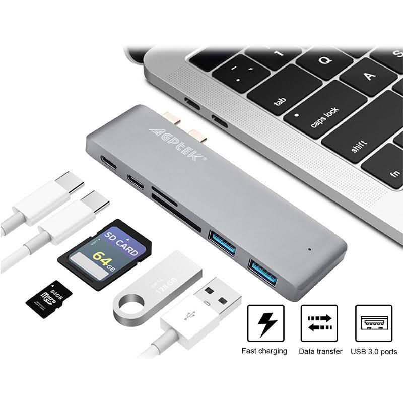 6-in-1 Type-C USB-C Hub Adapter Dual USB 3.0 Port Thunderbolt 3 DailySale