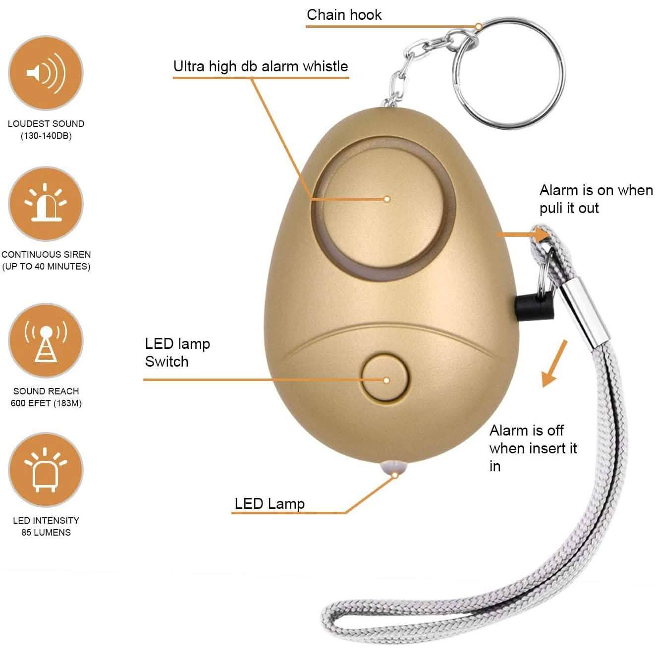 6-Pack: 140DB Personal Security Alarm Keychain with LED Lights DailySale