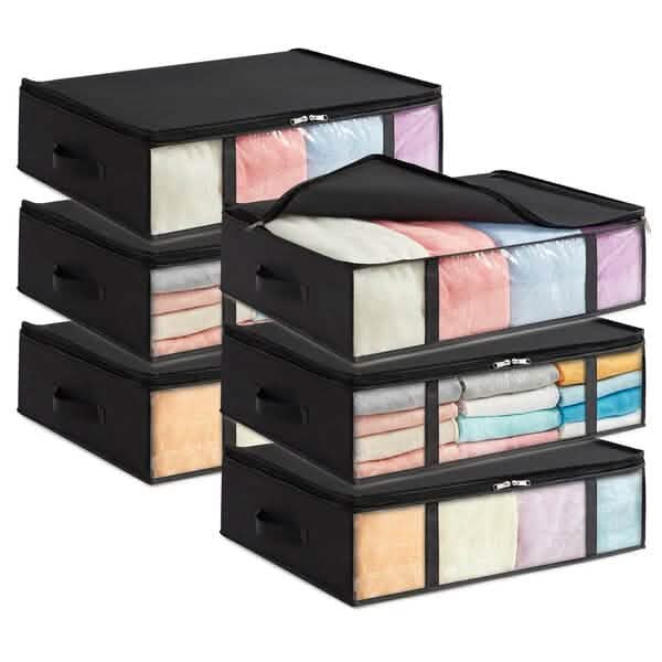 6-Pack: 40L Foldable Clothing Storage Bags with Front Clear Window DailySale