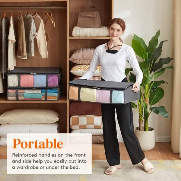 6-Pack: 40L Foldable Clothing Storage Bags with Front Clear Window DailySale