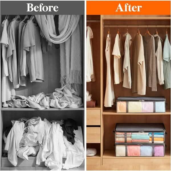 6-Pack: 40L Foldable Clothing Storage Bags with Front Clear Window DailySale