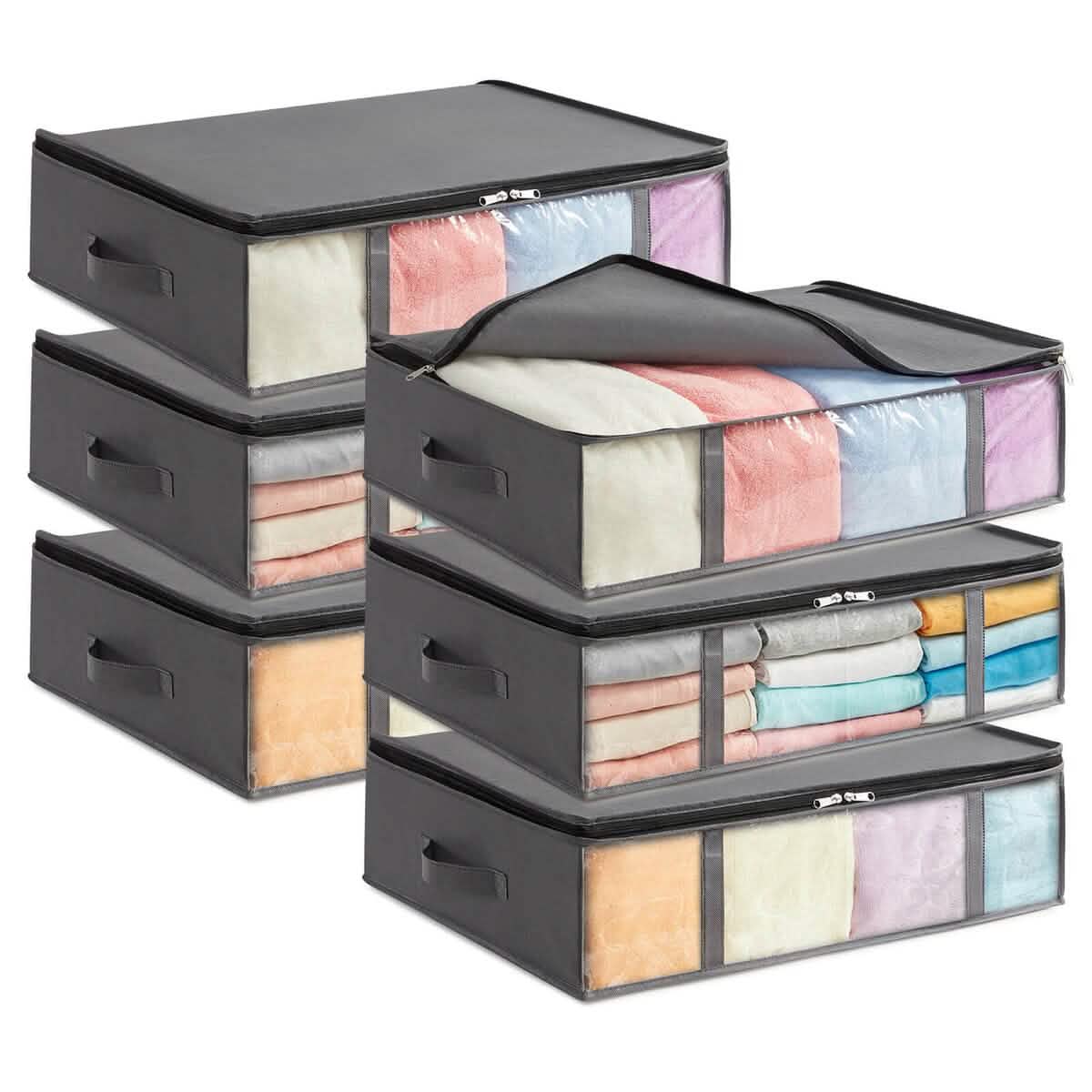 6-Pack: 40L Foldable Clothing Storage Bags with Front Clear Window DailySale
