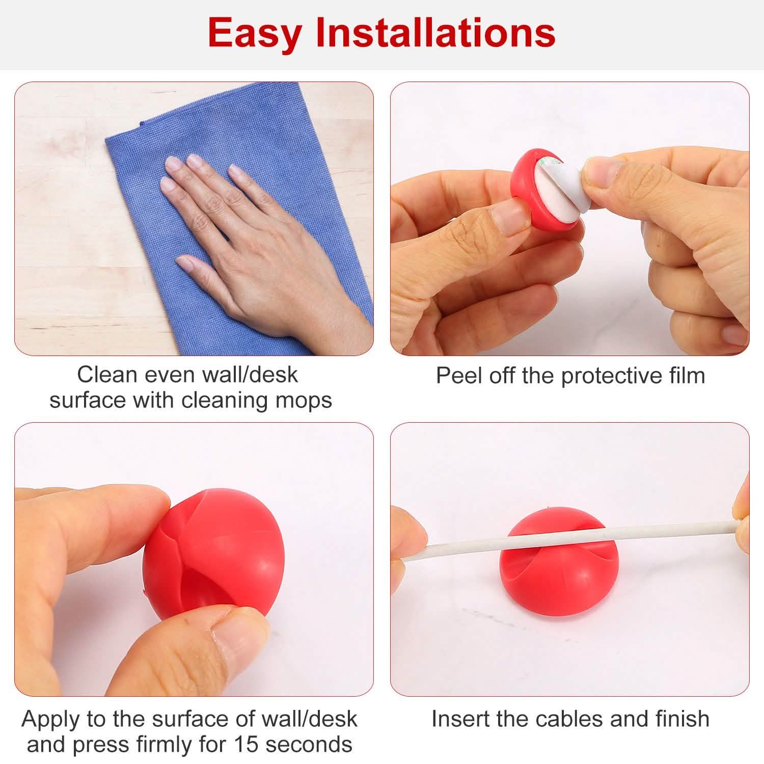 6-Pack: Cable Clips Adhesive Wire Cord Clamps DailySale